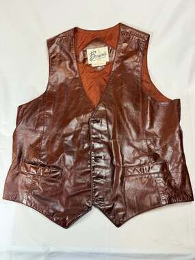 Vintage 80s Heritage Americana Berman's The Leather Experts Brown Leather Vest S